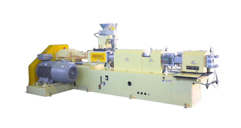 CTE's HTM Twin-Screw Compounding Extruder, featuring counter-rotating, non-intermeshing twin-screw design for high-filler compounding, offering superior kneading and dispersion for high-efficiency polymer processing.