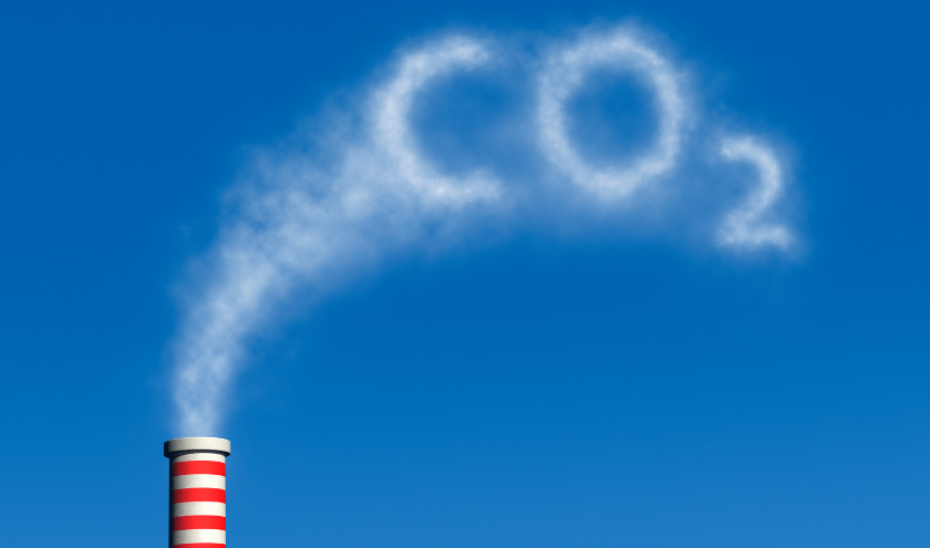 煙突から出るCO2の煙。CTE（シーティーイー）が取り組むCO2削減技術のイメージ。